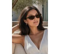 Svnx Cat Eye Metal Side Detail Sunglasses In Brown Brown