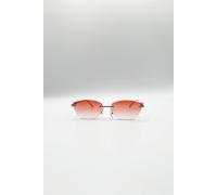 SVNX Cat Eye Rimless Sunglasses In Orange