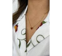 Svnx Cherry Red Heart Pendant Necklace - Gift Boxed In Gold Gold