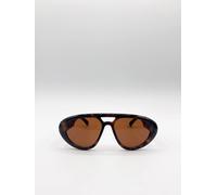Svnx Chunky Aviator Sunglasses In Orange In Brown Brown