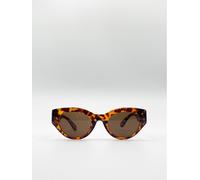 Svnx Chunky Cat Eye Plastic Frame Sunglasses In Brown Brown