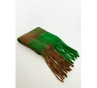 SVNX Chunky Check Scarf in Green & Brown