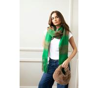 SVNX Chunky Green and Brown Check Scarf - Green and Brown - One Size