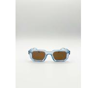 Svnx Chunky Retro Square Sunglasses In Blue Blue