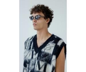 SVNX Chunky Square Frame Sunglasses in Clear Black - One Size - Grey-Black