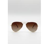 SVNX Classic Brown Aviator Sunglasses Polarized SVNX Brown One Size
