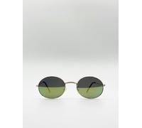 SVNX Classic Metal Frame Round Sunglasses - One Size - Green