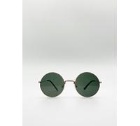SVNX Classic Metal Frame Round Sunglasses - One Size - Green