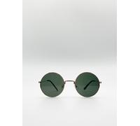 Svnx Classic Metal Round Sunglasses With Green Tinted Lenses Green One Size