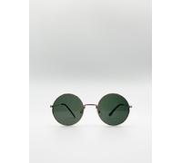 SVNX Classic Metal Round Sunglasses With Green Tinted Lenses SVNX Green One Size