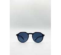 Svnx Classic Preppy Sunglasses With Key Hole Nosebridge In Black Black
