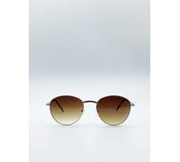 SVNX Classic Round Metal Frame Sunglasses - Gold - One Size