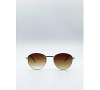 SVNX Classic Round Metal Frame Sunglasses - Gold - One Size