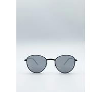 SVNX Classic Round Sunglasses with Mirror Lenses - Black