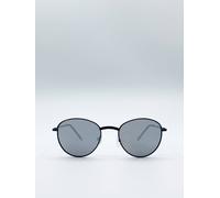 Svnx Classic Round Sunglasses With Mirror Lenses In Black Black One Size