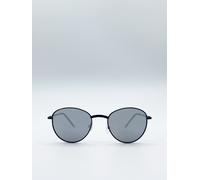 SVNX Classic Round Sunglasses with Mirror Lenses in Black SVNX Black One Size
