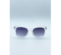 SVNX Clear Wayfarer Sunglasses with Graded Grey Lenses - One Size - CLEAR
