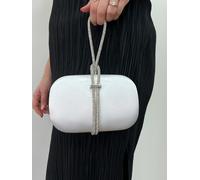 SVNX Clutch bag with Crystal Strap Handle in Silver - One Size - Silver