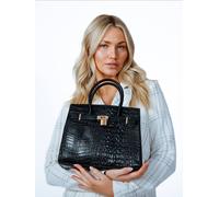 Svnx Croc Buckle Tote Bag In Black Black