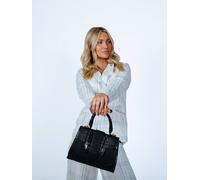 Svnx Croc Top Handle And Crossbody Bag In Black Black