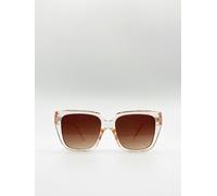 SVNX Crystal Frame Oversized Square Sunglasses - Peach