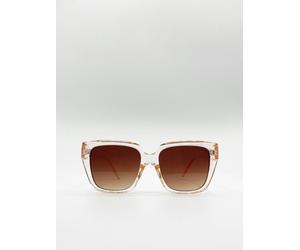 SVNX Crystal Frame Oversized Square Sunglasses - Peach