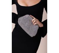 Svnx Crystal Pouch Clutch Bag In Silver Silver One Size