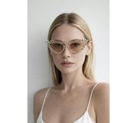 SVNX Diamante Cat Eye Sunglasses In Champagne - Champagne - One Szie