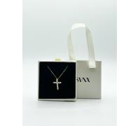 SVNX Diamante Cross Necklace in Gold Colour - One Size - Gold