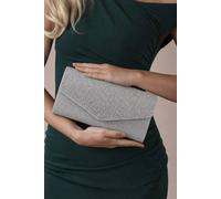 Svnx Diamante Envelope Clutch Bag In Grey Grey