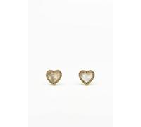 Svnx Diamante & Seashell Heart Earrings In Gold Gold