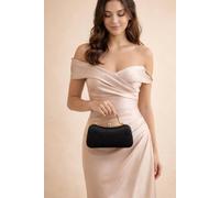 Svnx Diamonte Handle Glitter Clutch Bag With Chain Strap In Black Black