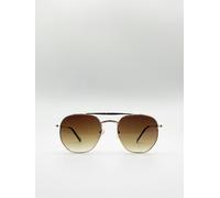 SVNX Double Bridge Metal Frame Sunglasses - Gold - One Size