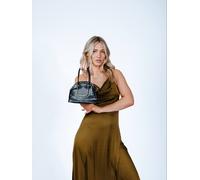 Svnx Dual Handle Croc Grab Bag In Black Black