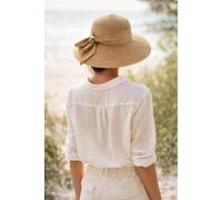 Svnx Elegant Wide Brim Straw Sun Hat With Bow In Beige Beige