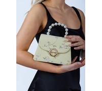 Svnx Embroidered Floral Pearl Top Handle Bag In Light Green Light Green One Size