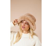 SVNX Faux Fur Bucket Hat In Beige - One Size - Beige
