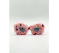SVNX Faux fur Cateye Sunglasses with multicoloured Gems in Pink - Pink - One Size
