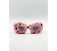 Svnx Faux Fur Cateye Sunglasses With Multicoloured Gems In Pink Pink One Size