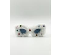 SVNX Faux Fur Cateye Sunglasses with Multicoloured Gems - One Size - White