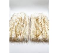 Svnx Faux Fur Leg Warmers Beige And White Beige