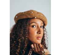 Svnx Faux Pearl Felt Beret In Burnt Orange Burnt Orange