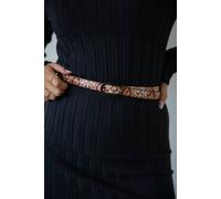 Svnx Faux Snake Print Thin Belt In Coral Coral One Size