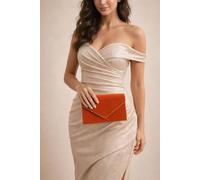 Svnx Faux Suede Envelope Evening Bag In Orange Orange