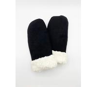 SVNX Faux Suede Mittens With Borg Lining - Black - One Size