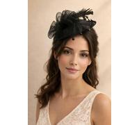 SVNX Feather & Bow Bloom Fascinator in Black - Black