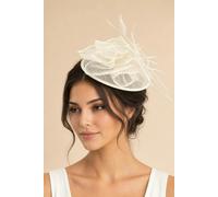 SVNX Feather & Pearl Bloom Fascinator in Cream - Cream