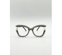 SVNX Festival Diamante with Pearls Cateye Glasses - One Size - Black