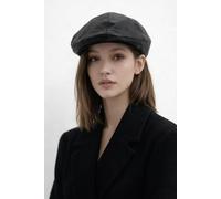 Svnx Flat Cap In Black Pu Black