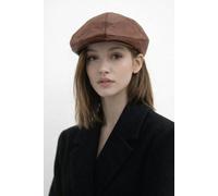 Svnx Flat Cap In Brown Pu Brown One Size